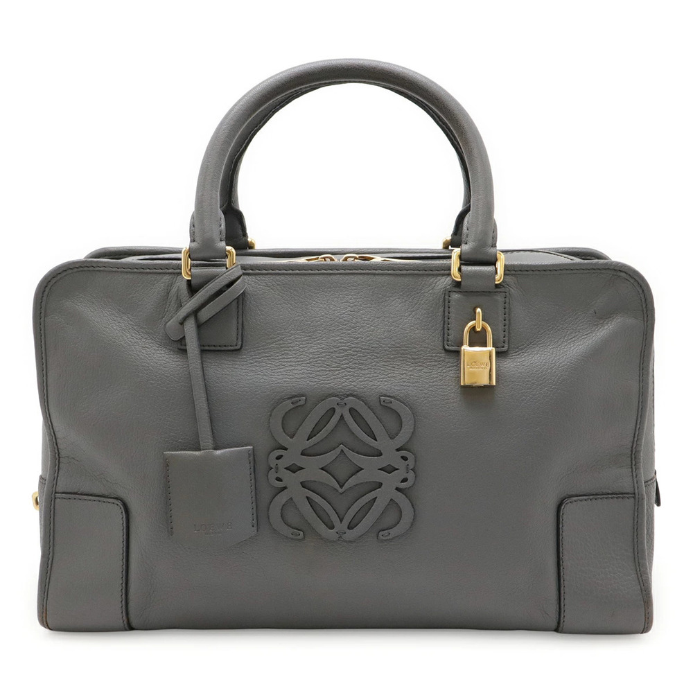 Loewe Amazona Anagram Handbag Boston Bag Leather Blue Gray
